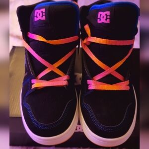 New! DC Womens Black and Pink High-Top Sneakers